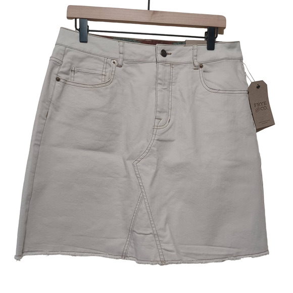Frye and Co. Womens Mid Rise Denim Skirt, Beige Flat Front - Picture 1 of 4